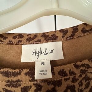 Style & Co Tan Leopard Print Blouse
